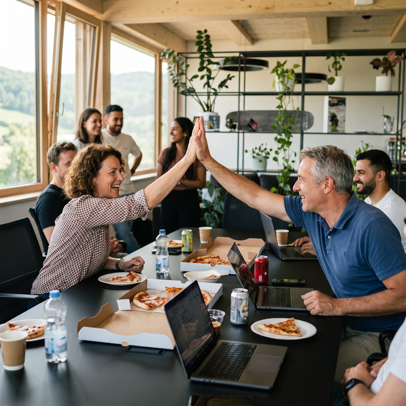 High-Five nach einer gelösten Challenge.